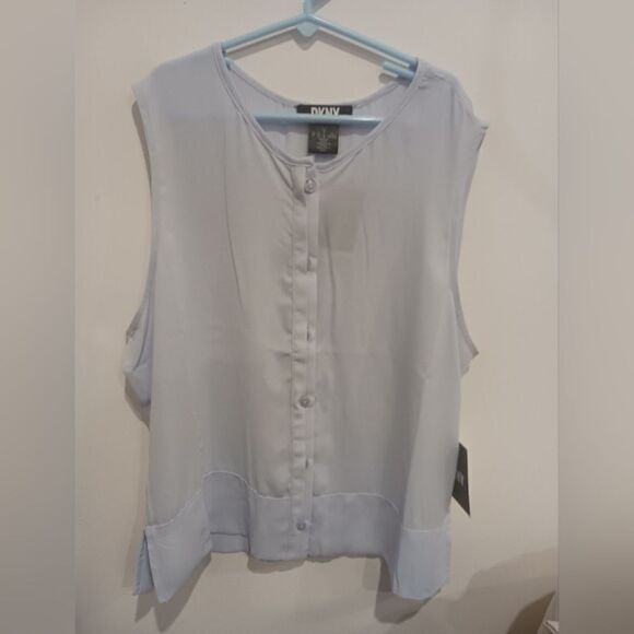 DKNY | Light Blue Sleeveless Blouse Shirt - Picture 1 of 7